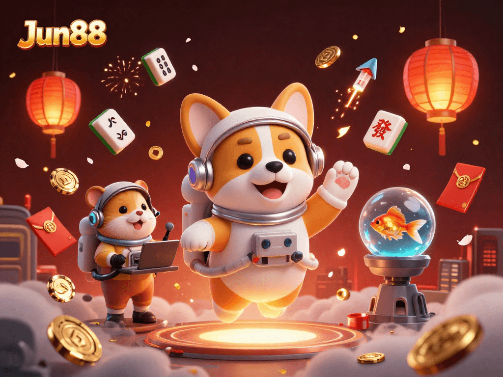 Experience the thrill of Jun88 casino with extraordinary gaming in a dynamic astronaut scene.