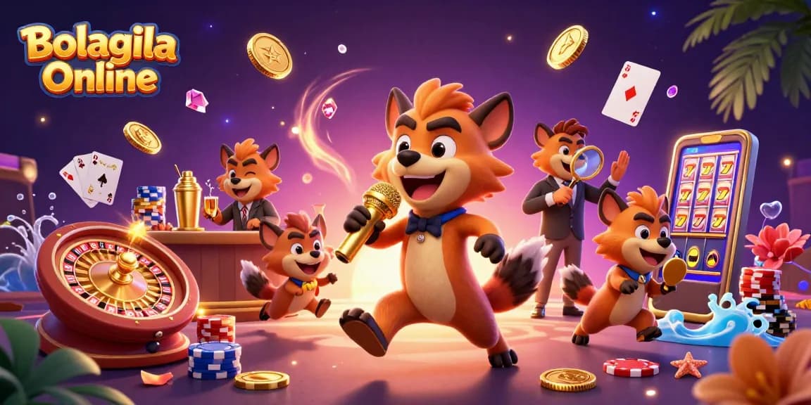 Experience the thrill of Bolagila Online with lively hyena characters in a vibrant casino scene.