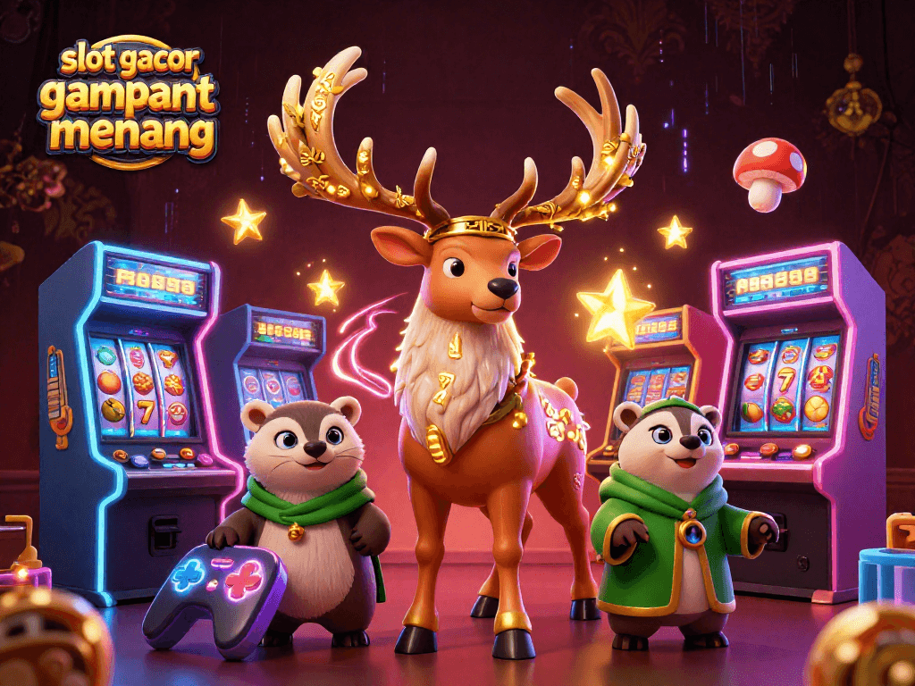 Experience the excitement of slot gacor gampang menang with jackpot reels and vivid characters in a dynamic casino scene.