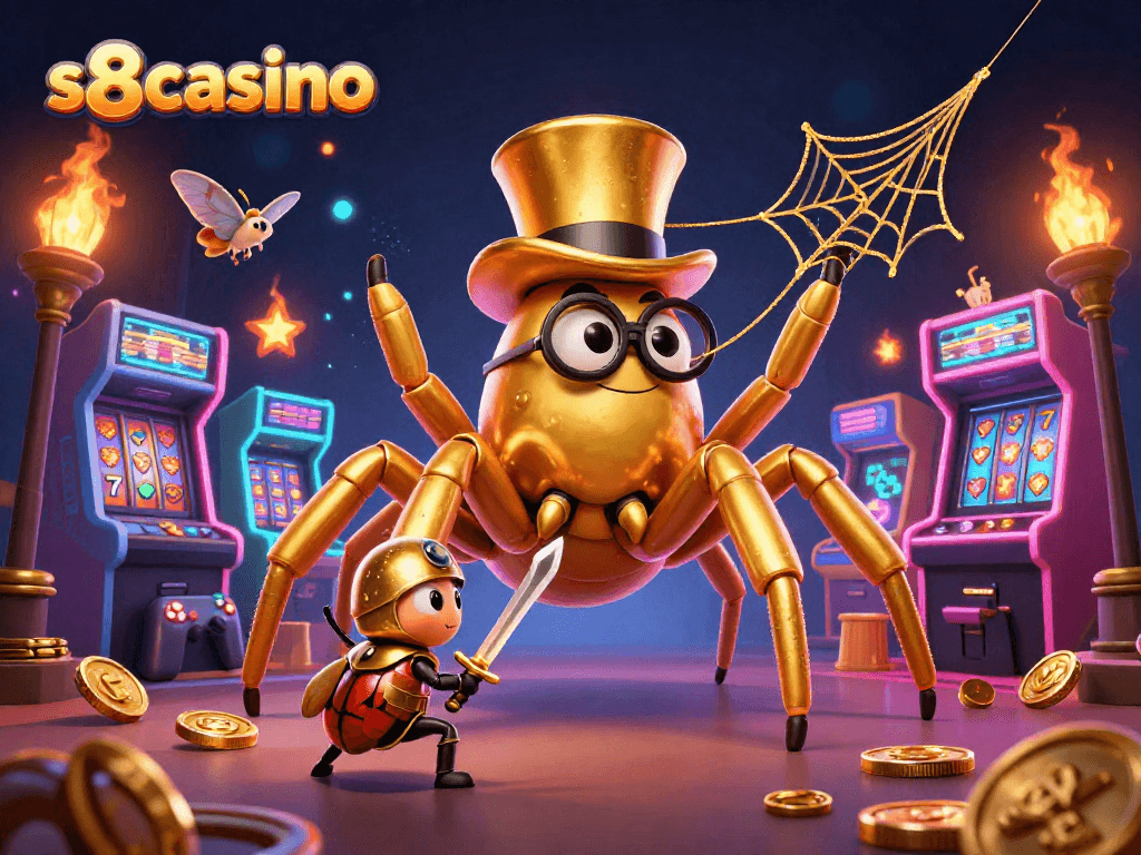 Engage in thrilling gameplay at s8casino with an exciting 3D casino illustration featuring vibrant game elements.