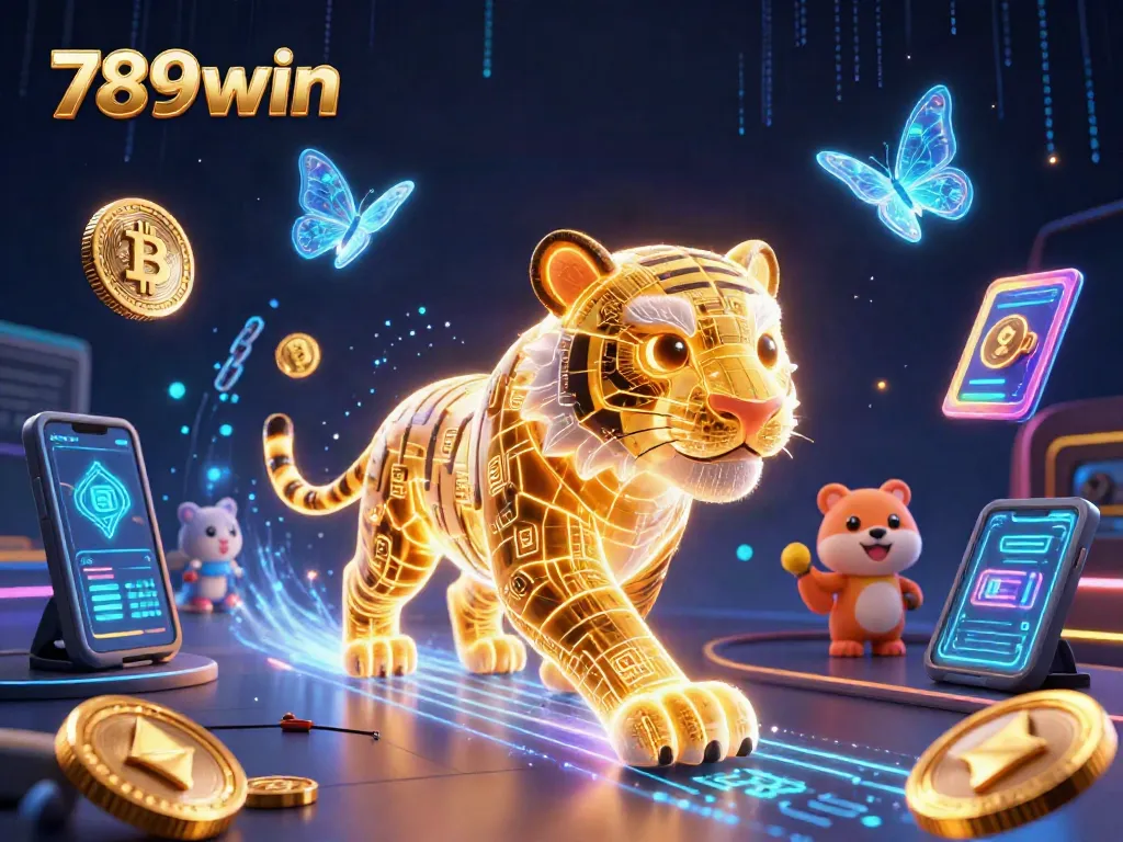 Win big with 789win in a vibrant 3D digital casino landscape full of neon energy.