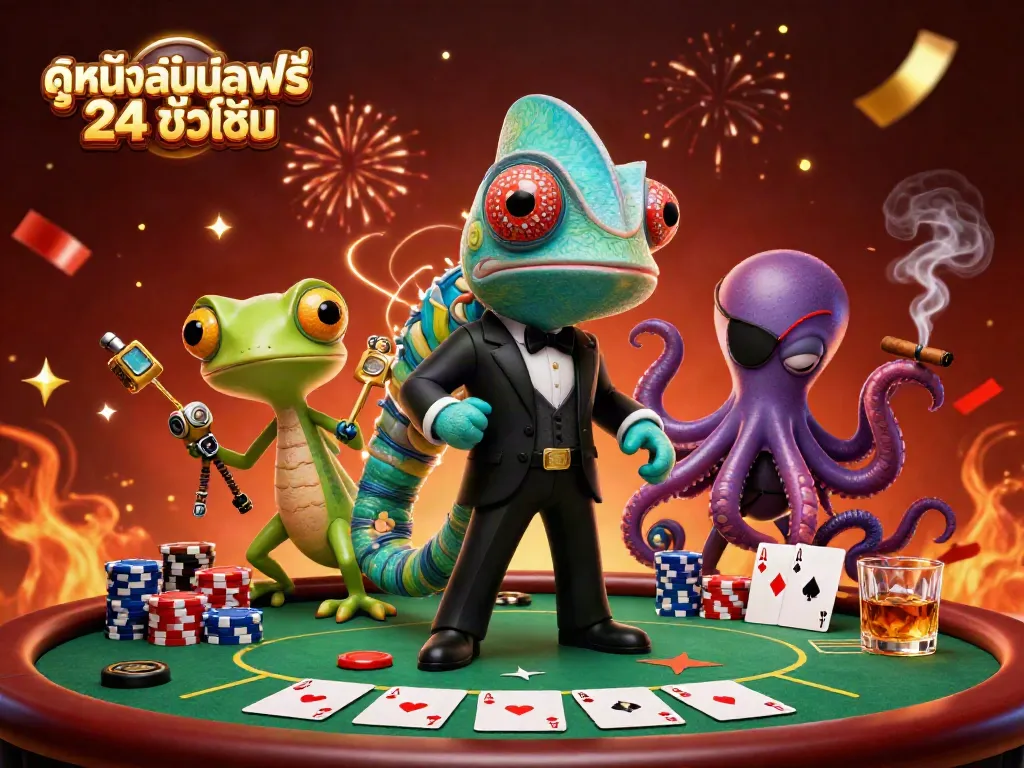 Engage with thrilling moments of ดูหนังออนไลน์ฟรี 24 ชั่วโมง with colorful chips and cards in play.