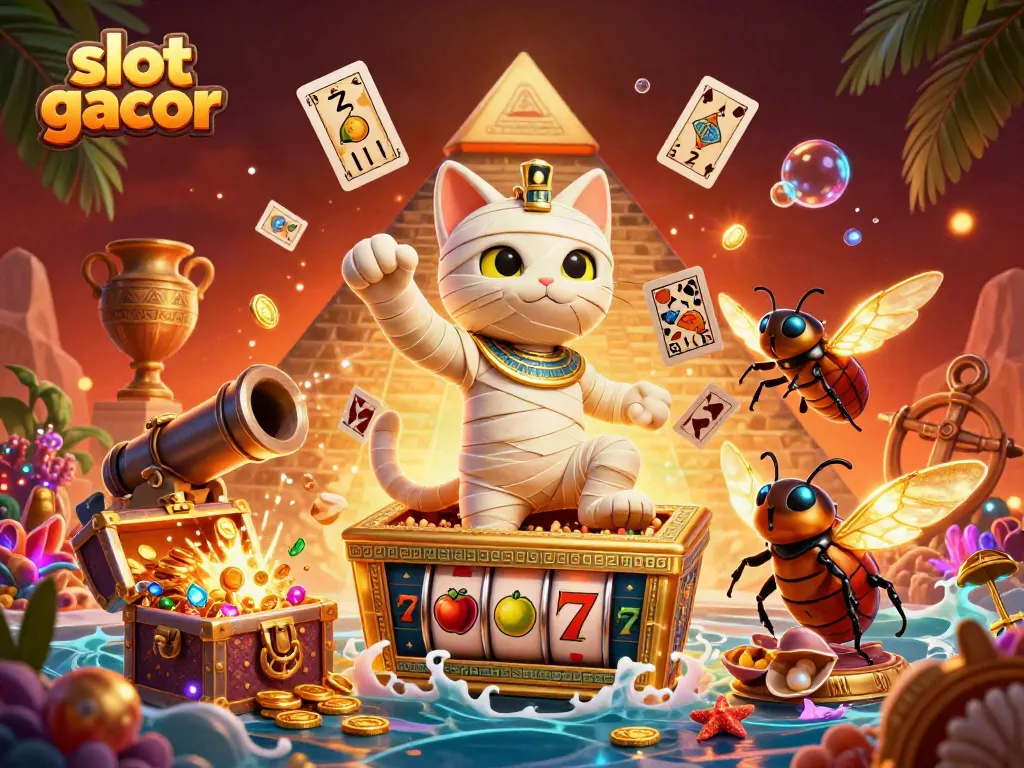 Menang besar dengan slot gacor saat karakter kucing mummy beraksi di kasino pyramid.