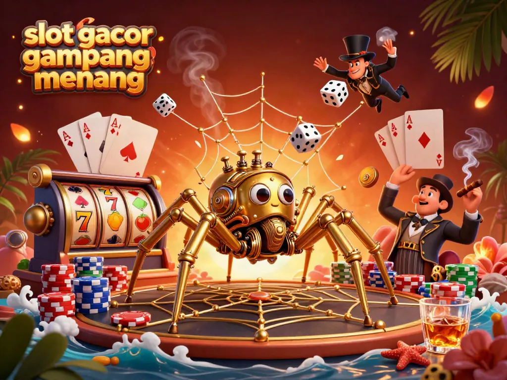 Experience slot gacor gampang menang with a captivating 3D steampunk inspired illustration.