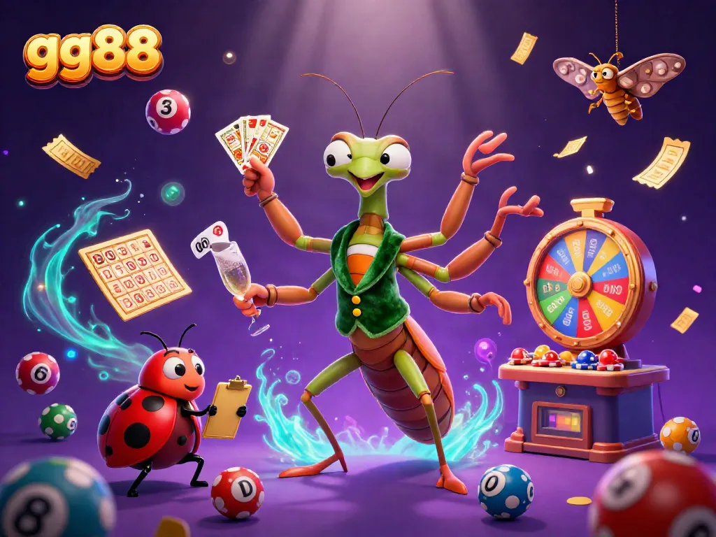 Experience thrilling moments with gg88 at this vibrant online casino illustration featuring dynamic characters and game elements.