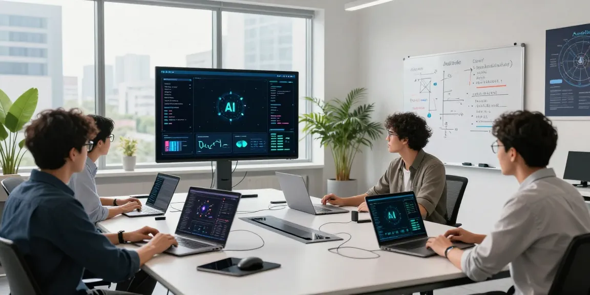 The engineering team analyzing what are AI tokens in a modern tech workspace with advanced infrastructure tools.