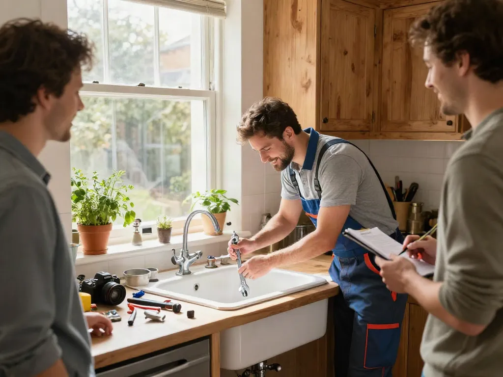 WEFIX London plumber fixing a leak in a cozy kitchen, highlighting trusted home repair service