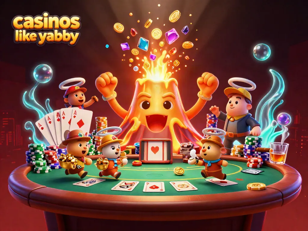 Experience the excitement at casinos like Yabby with a thrilling scene of treasure and poker!