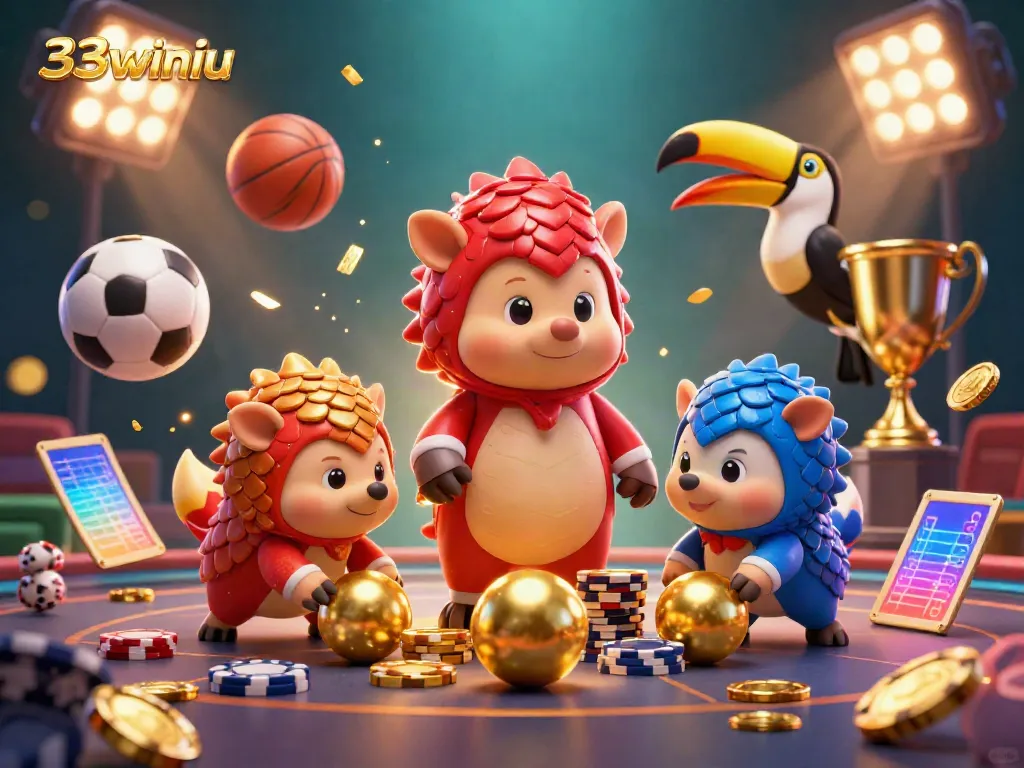 Engage in thrilling 33winiu action as rival pangolins compete in a vibrant casino scene.