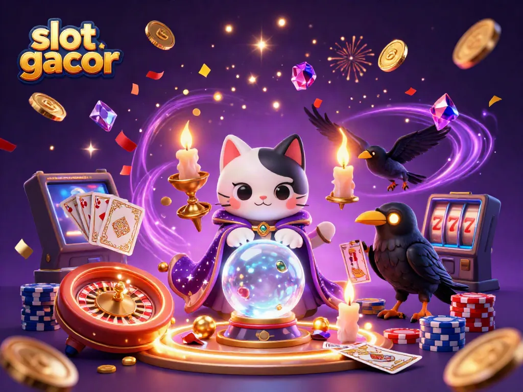 Engage in slot gacor excitement with mystical characters and vibrant casino elements.