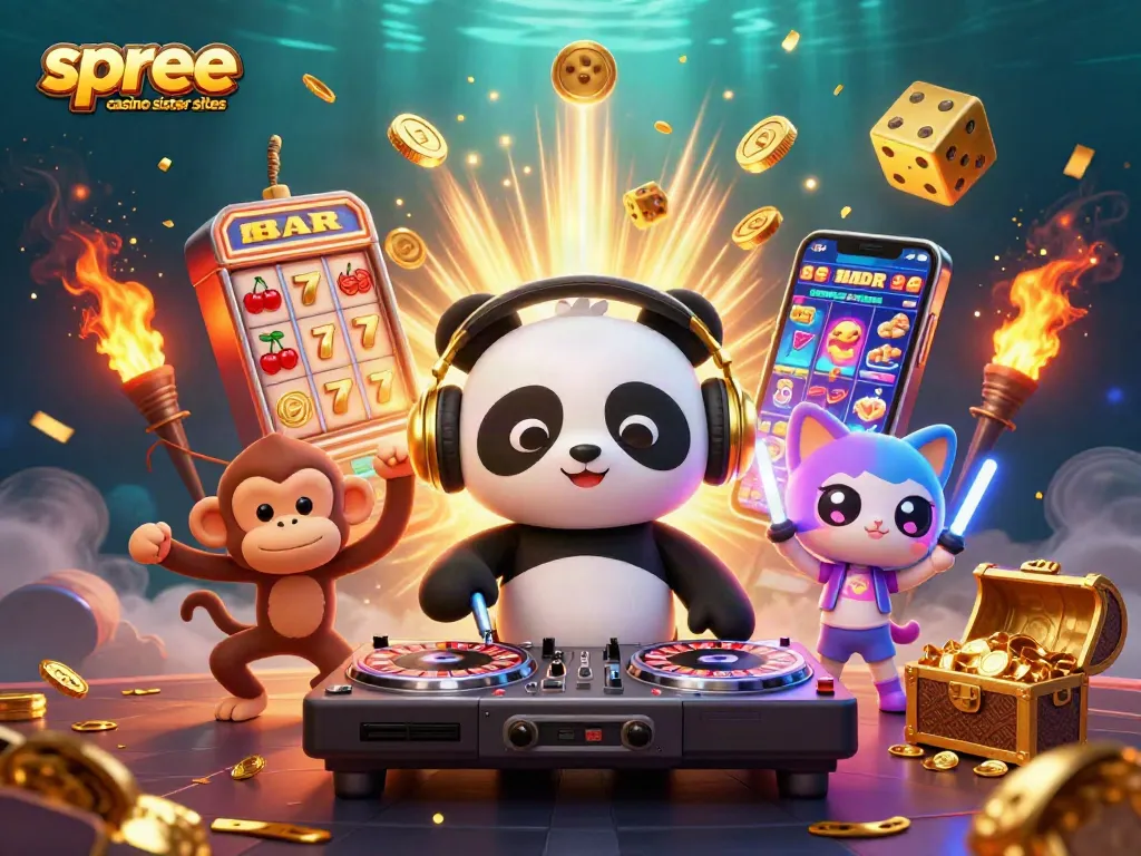 Experience the vibrant world of spree casino sister sites with a DJ panda and gaming action.