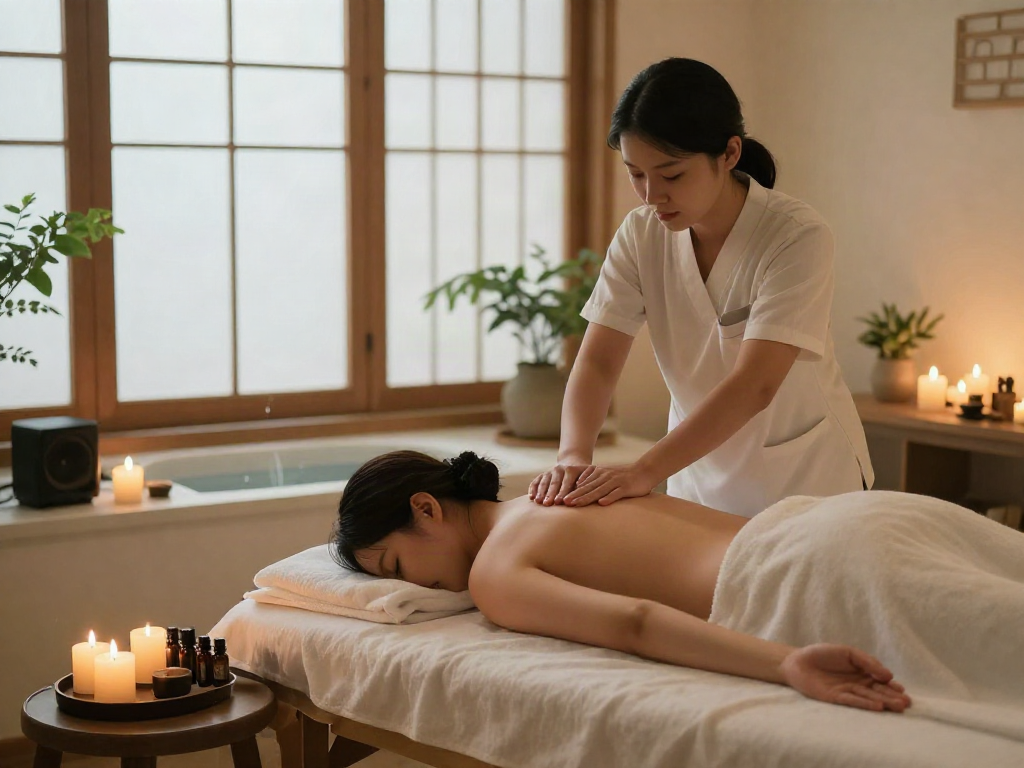 Experience the tranquility of 영등포출장마사지 in a serene spa setting with soothing elements.