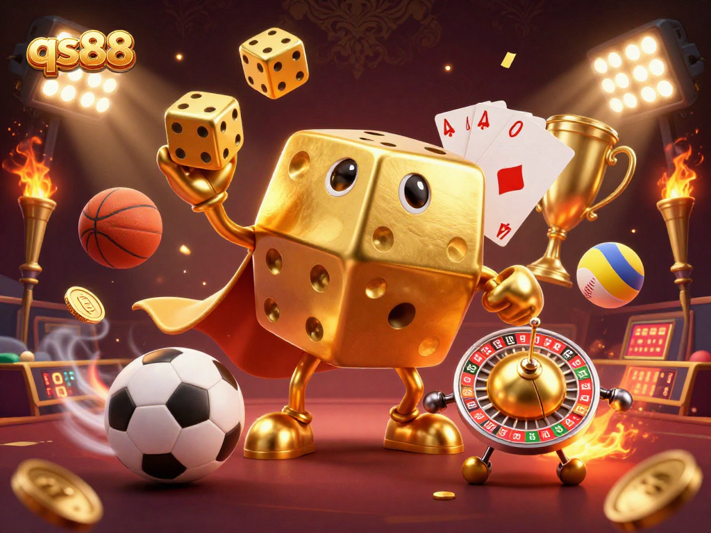 Experience winning strategies at qs88 with this vibrant 3D casino illustration showcasing action-packed gaming elements.