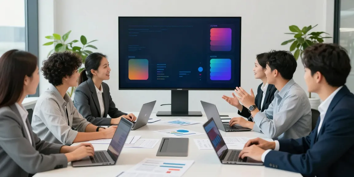 Professional team of mortgage brokers discussing commercial loans Brisbane in a modern office setting.
