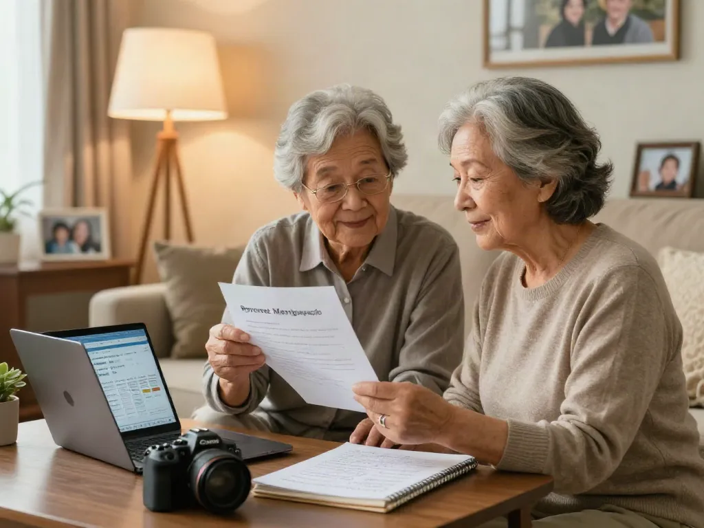 Couple discussing reverse mortgages in a cozy living room.