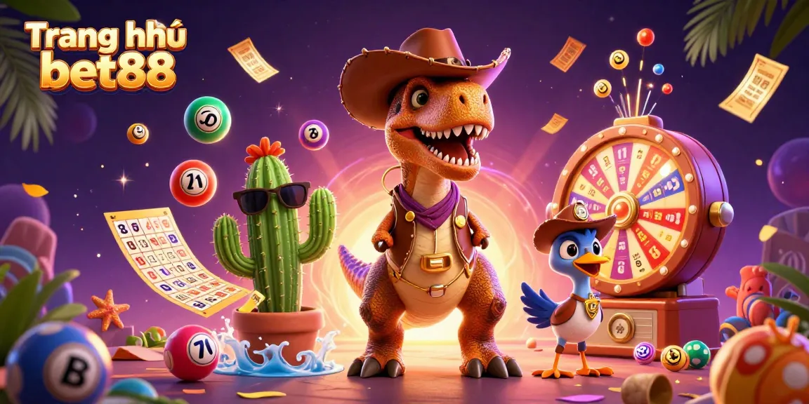 Experience the excitement of Trang chủ bet88 with a vibrant 3D casino illustration featuring dynamic lottery elements.