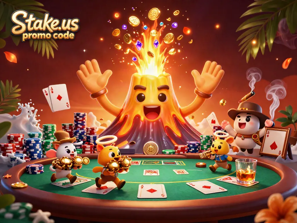 Win with the stake.us promo code in an exciting 3D casino adventure featuring treasure and poker excitement.