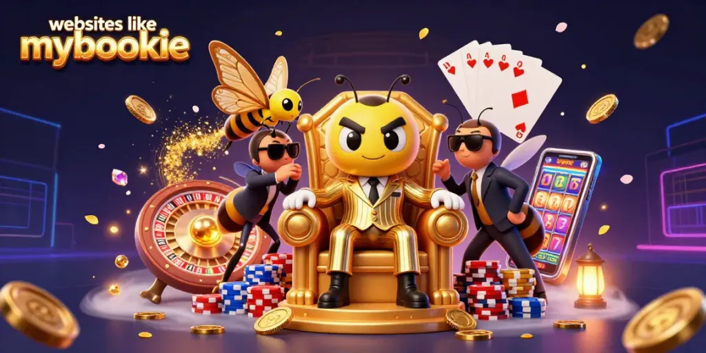 Experience the excitement of websites like mybookie with a lively scene of casino action.