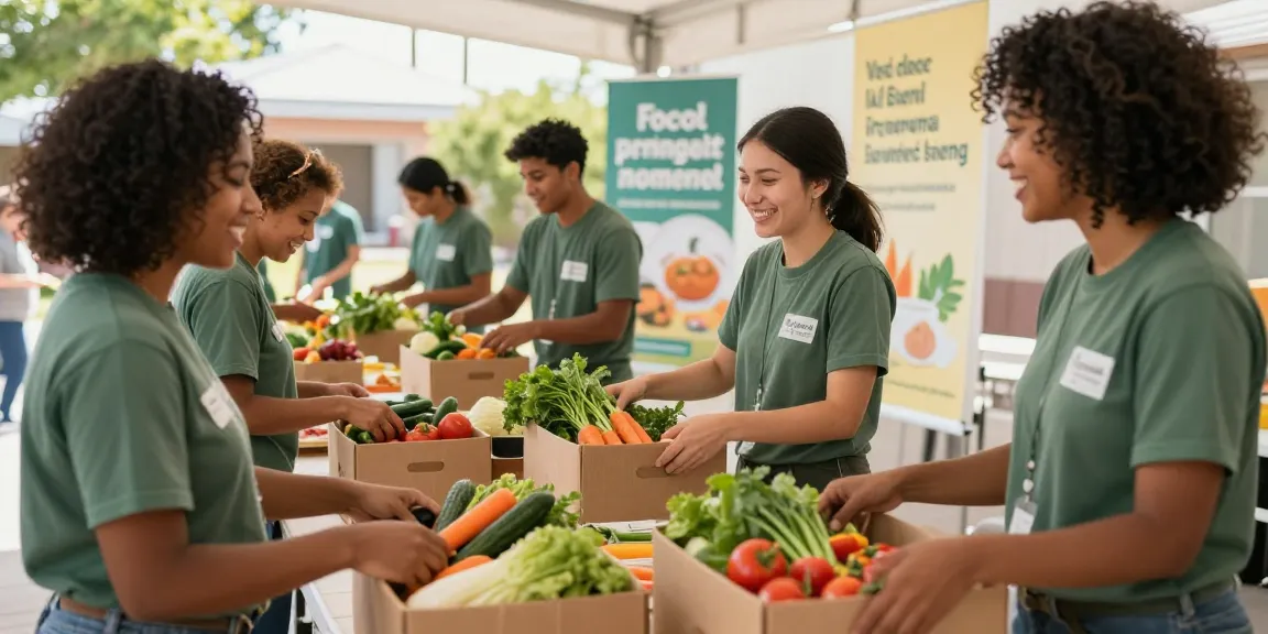 Community volunteer food distribution at springshall.org promoting local produce access and healthy eating.