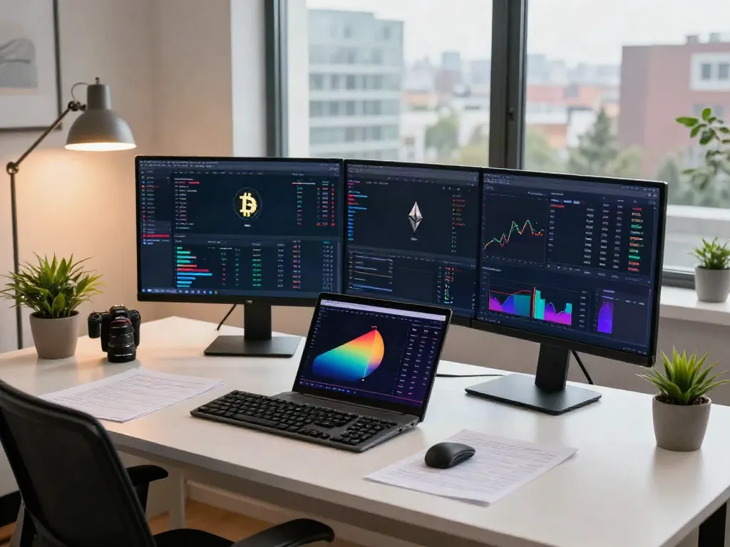 financial data API usage in a modern crypto trading workspace featuring real-time market data and analytical tools.