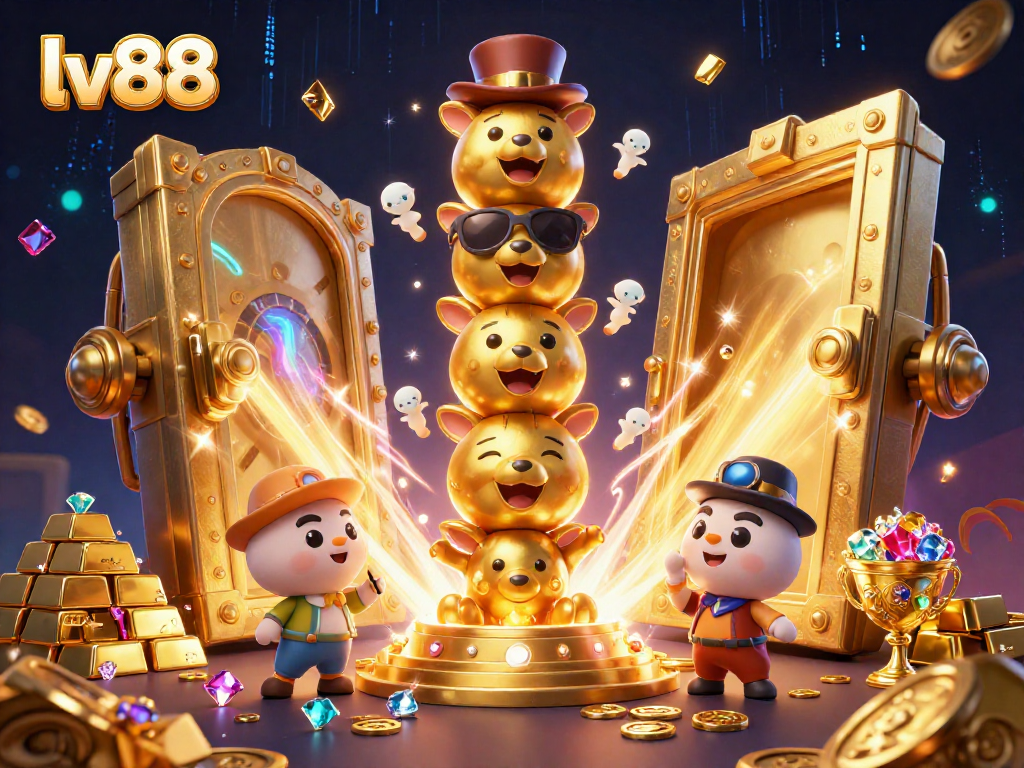 Engage with exciting casino adventures at lv88, featuring vibrant totem characters amidst golden treasures.