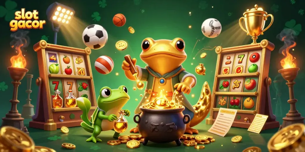 Experience the excitement of slot gacor with a golden salamander and lively game elements.