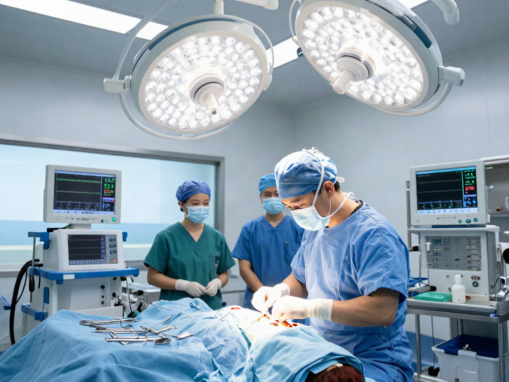 Time surgery Newport Beach in a modern operating room with a surgeon at work, showcasing advanced medical care and precision.