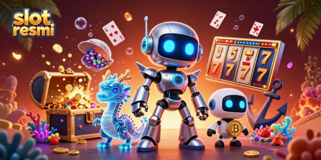 Engage with slot resmi excitement in this vibrant 3D casino scene featuring characters and dazzling rewards.