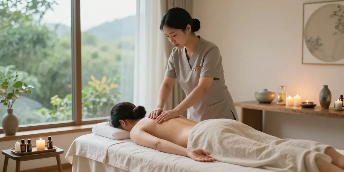 Relaxing 남양주출장안마 experience with a professional therapist in a tranquil wellness studio.