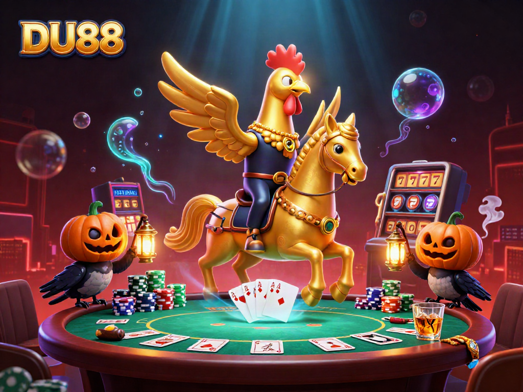 Engage in thrilling DU88 gameplay with a vivid casino scene featuring unique characters and dynamic elements.