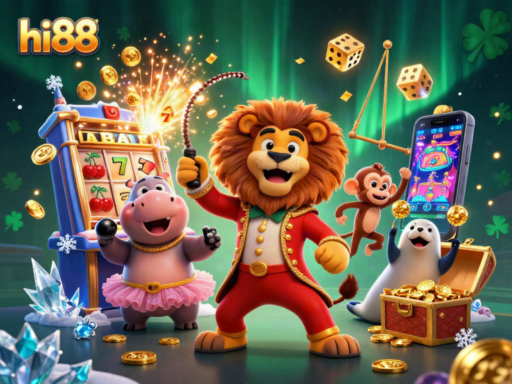 Experience excitement at hi88 with vibrant characters and jackpot-winning elements in a thrilling casino scenario.