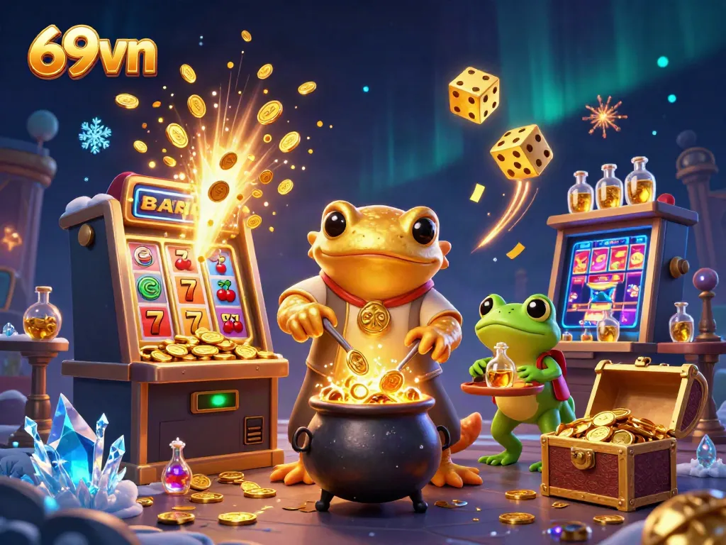 Experience thrilling gameplay with 69vn in this dynamic casino scene featuring enchanting alchemists.
