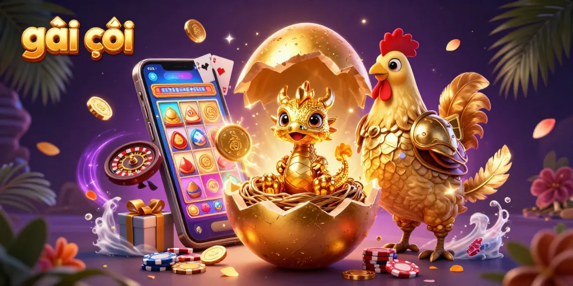 Engage with the vibrant casino scene featuring gái gọi and a golden baby dragon among poker chips, slot games, and festive decorations.