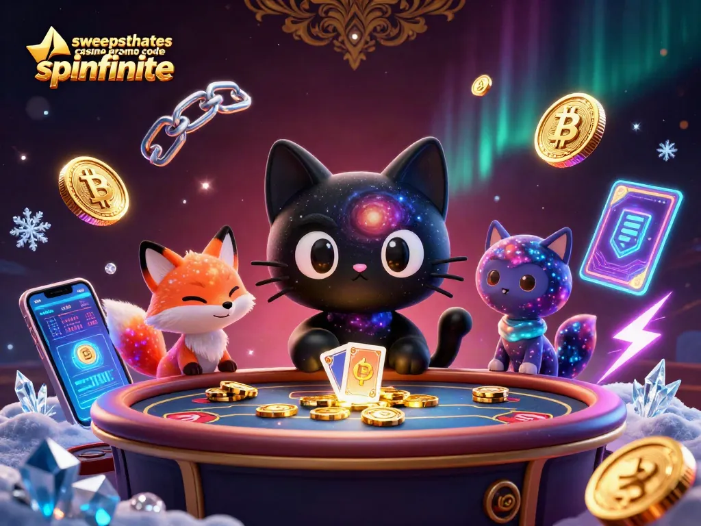 Ignite playing excitement with sweepstakes casino promo code spinfinite, as cosmic characters welcome vibrant gaming action.